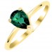 Χρυσό δαχτυλίδι σταγόνα Κ14 με πράσινο ζιργκόν